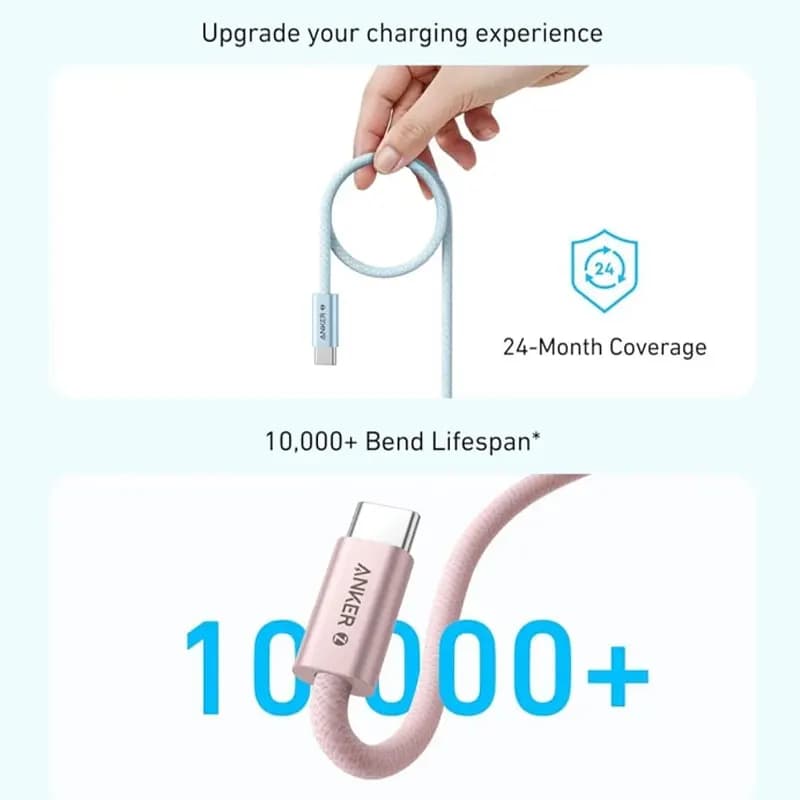 کابل تبدیل USB-C به USB-C انکر مدل Zolo A8060 طول 1 متر — تصویر ۸