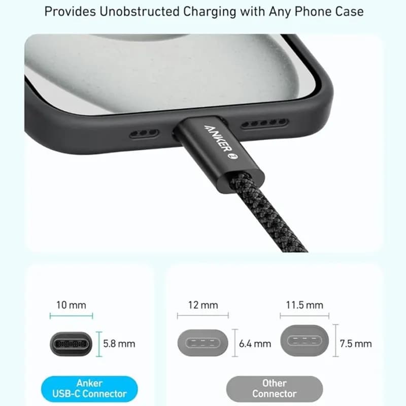 کابل تبدیل USB-C به USB-C انکر مدل Zolo A8060 طول 1 متر — تصویر ۹