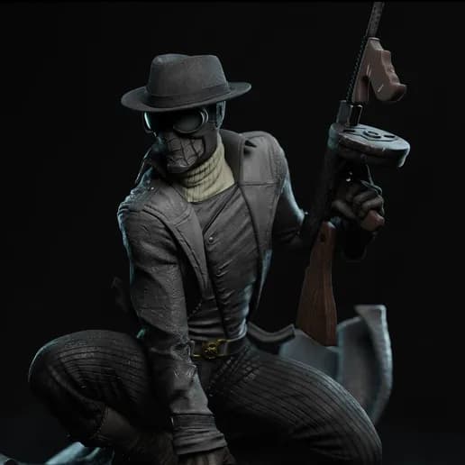 🕷️🎩 فیگور Spider-Man Noir | اسپایدر نویر 40 سانتی‌متر | جنس PLA+ — تصویر ۶