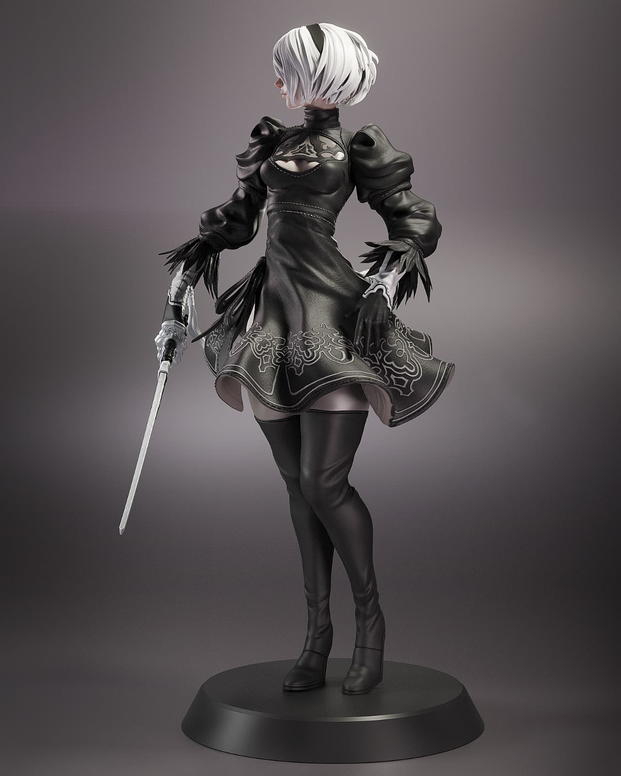 ⚔️🖤 فیگور B2 – نیر اتوماتا | Nier Automata B2 ارتفاع ۴۰ سانتی‌متر | جنس PLA+ — تصویر ۲