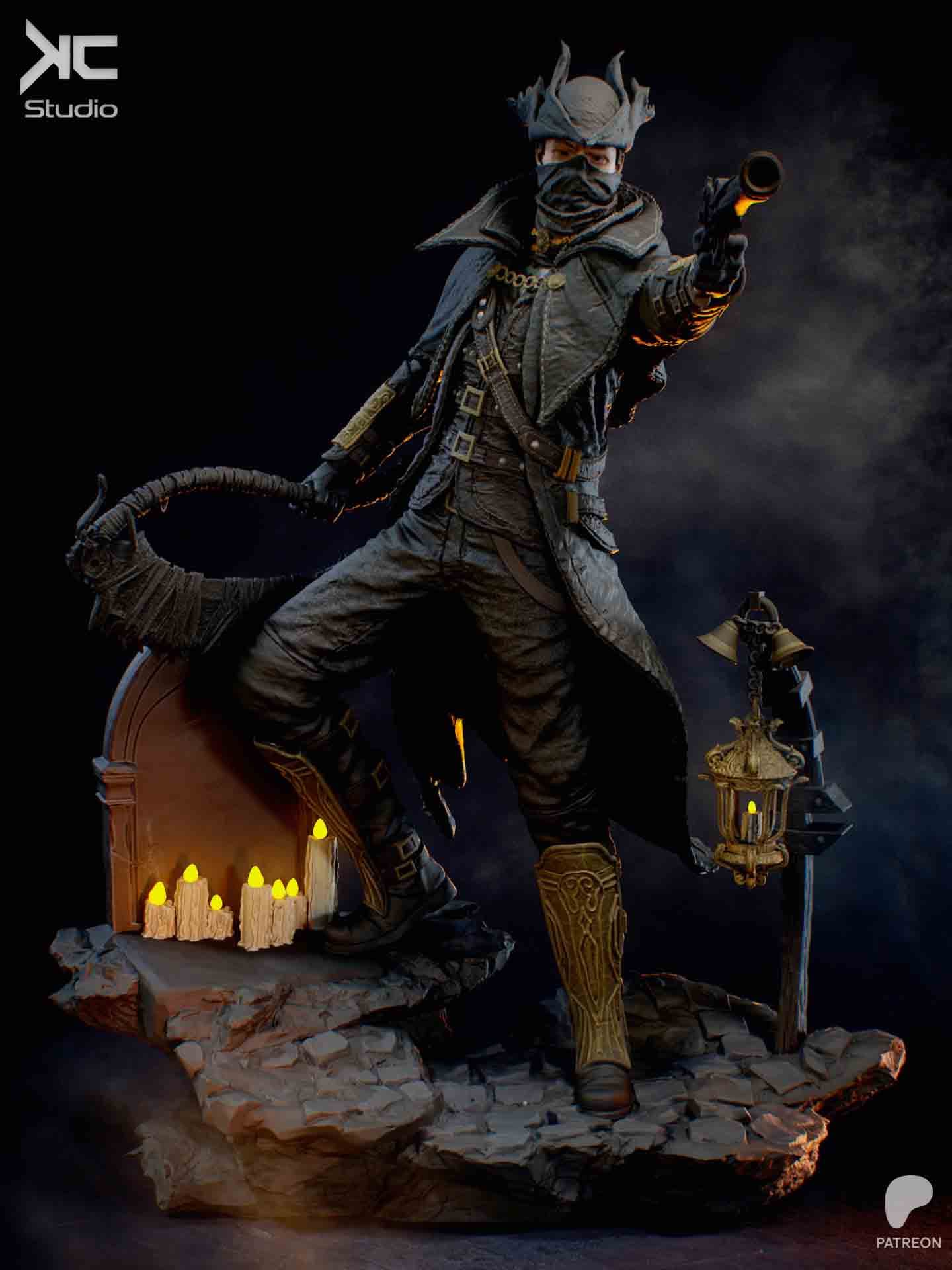 ⚔️🦇 فیگور هانتر – Bloodborne | ارتفاع ۴۰ سانتیمتر | جنس PLA+ — تصویر ۲