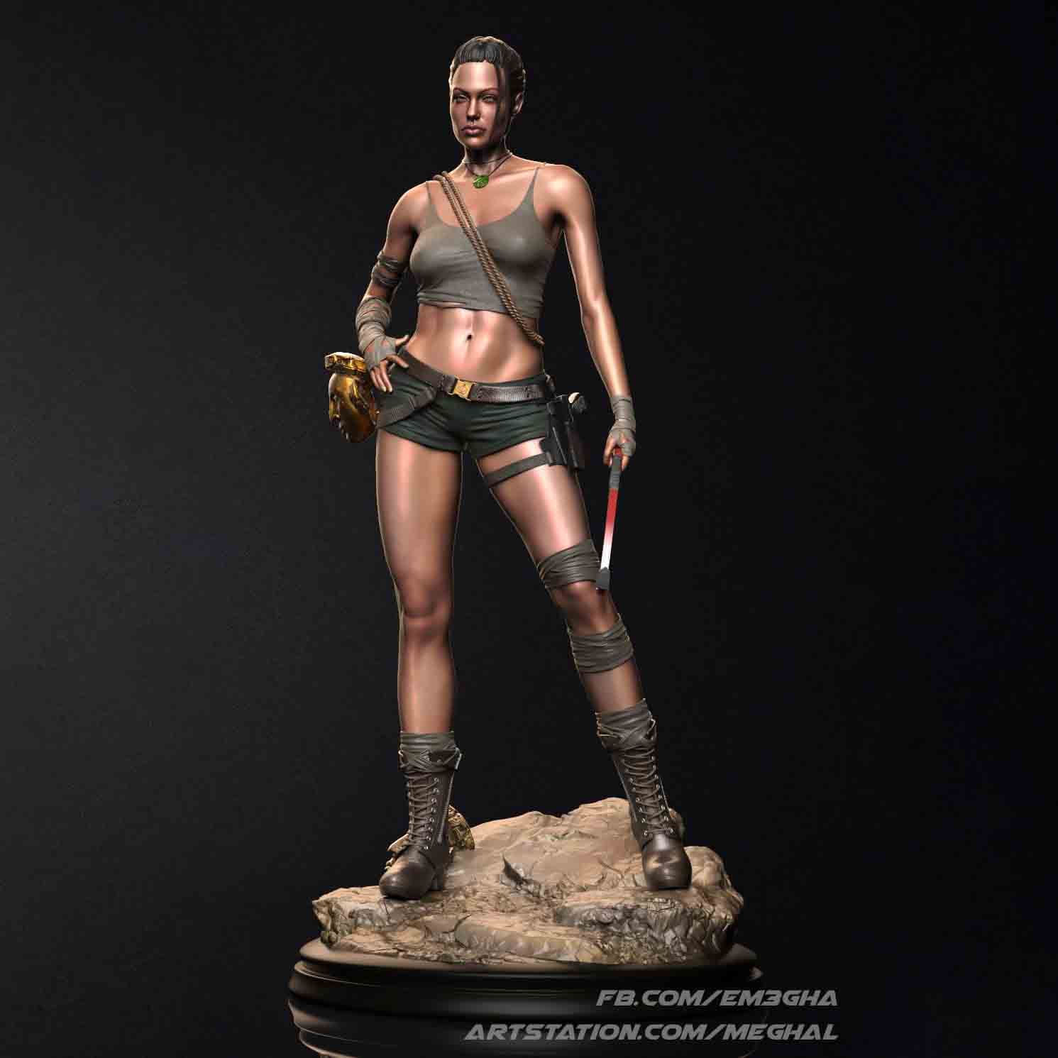 🔫 فیگور لارا کرافت (Angelina Jolie) – Tomb Raider | ارتفاع ۵۰ سانتی‌متر | جنس PLA+ — تصویر ۲