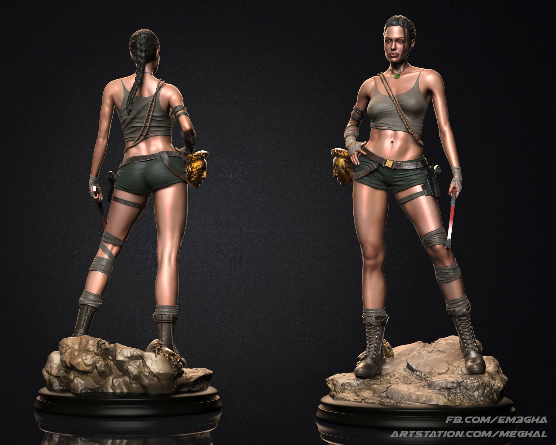 🔫 فیگور لارا کرافت (Angelina Jolie) – Tomb Raider | ارتفاع ۵۰ سانتی‌متر | جنس PLA+ — تصویر ۳