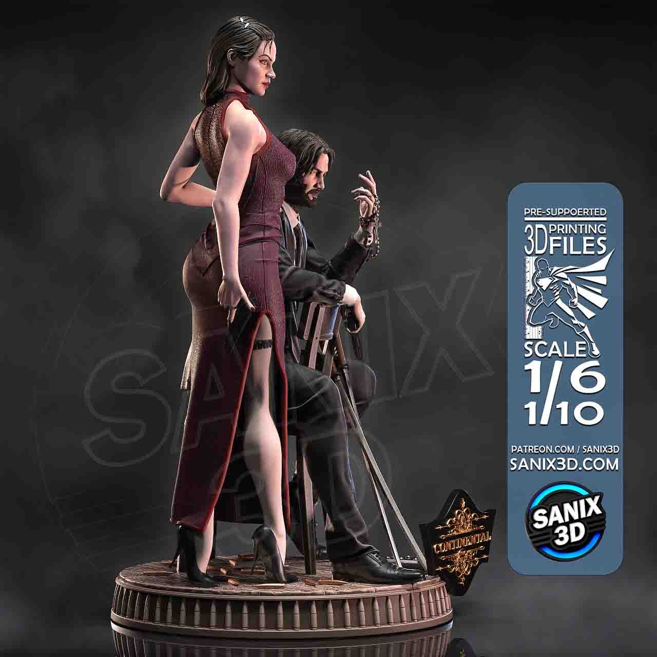 🔫🩰 فیگور جان ویک و بالرینا (John Wick & Ballerina) | ارتفاع ۳۵ سانتی‌متر | جنس PLA+ — تصویر ۵