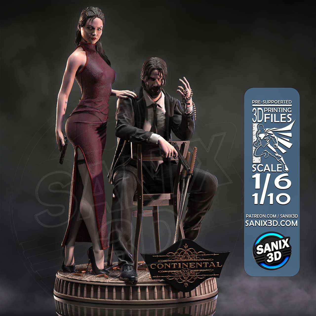 🔫🩰 فیگور جان ویک و بالرینا (John Wick & Ballerina) | ارتفاع ۳۵ سانتی‌متر | جنس PLA+ — تصویر ۱۰