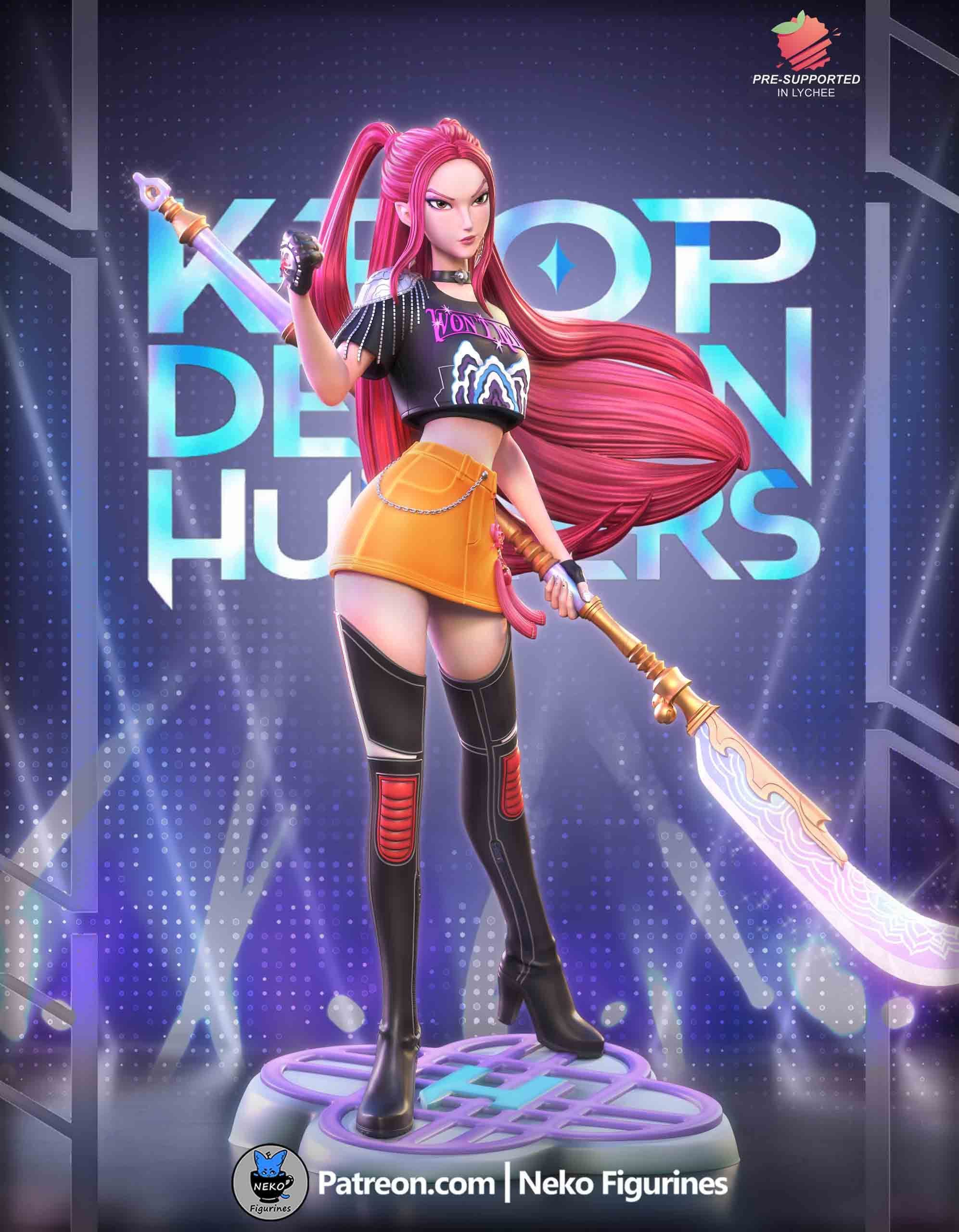 🗡️ فیگور میرا شکارچی شیطان (Mira Demon Hunter) | ارتفاع ۳۵ سانتی‌متر | جنس PLA+ — تصویر ۴