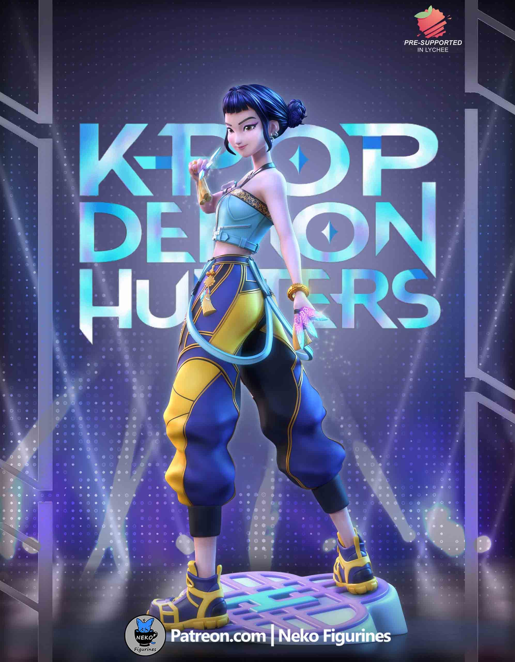 😈 فیگور زوئی شکارچی شیطان (Zoe Demon Hunter) | ارتفاع ۳۵ سانتیمتر | جنس PLA+ — تصویر ۳