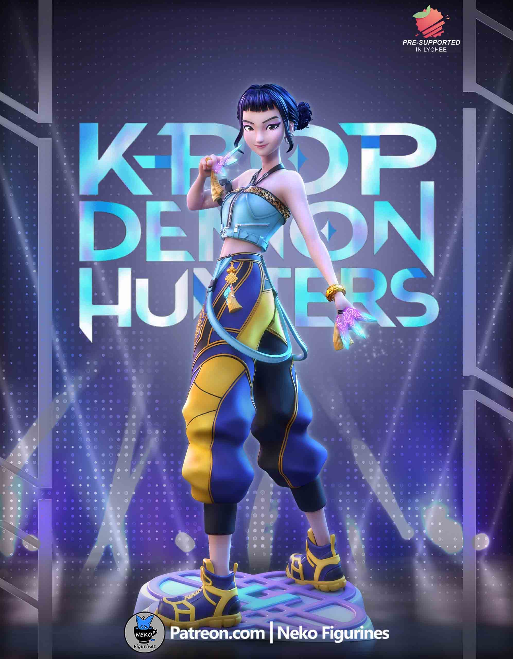😈 فیگور زوئی شکارچی شیطان (Zoe Demon Hunter) | ارتفاع ۳۵ سانتی‌متر | جنس PLA+