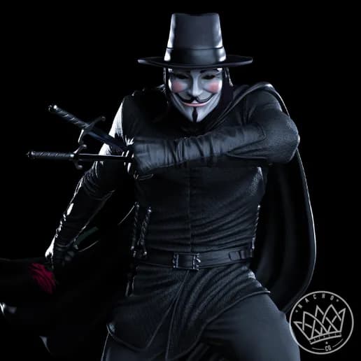 🎭 فیگور شخصیت V for Vendetta | ارتفاع ۳۰ سانتیمتر | جنس PLA+ — تصویر ۶