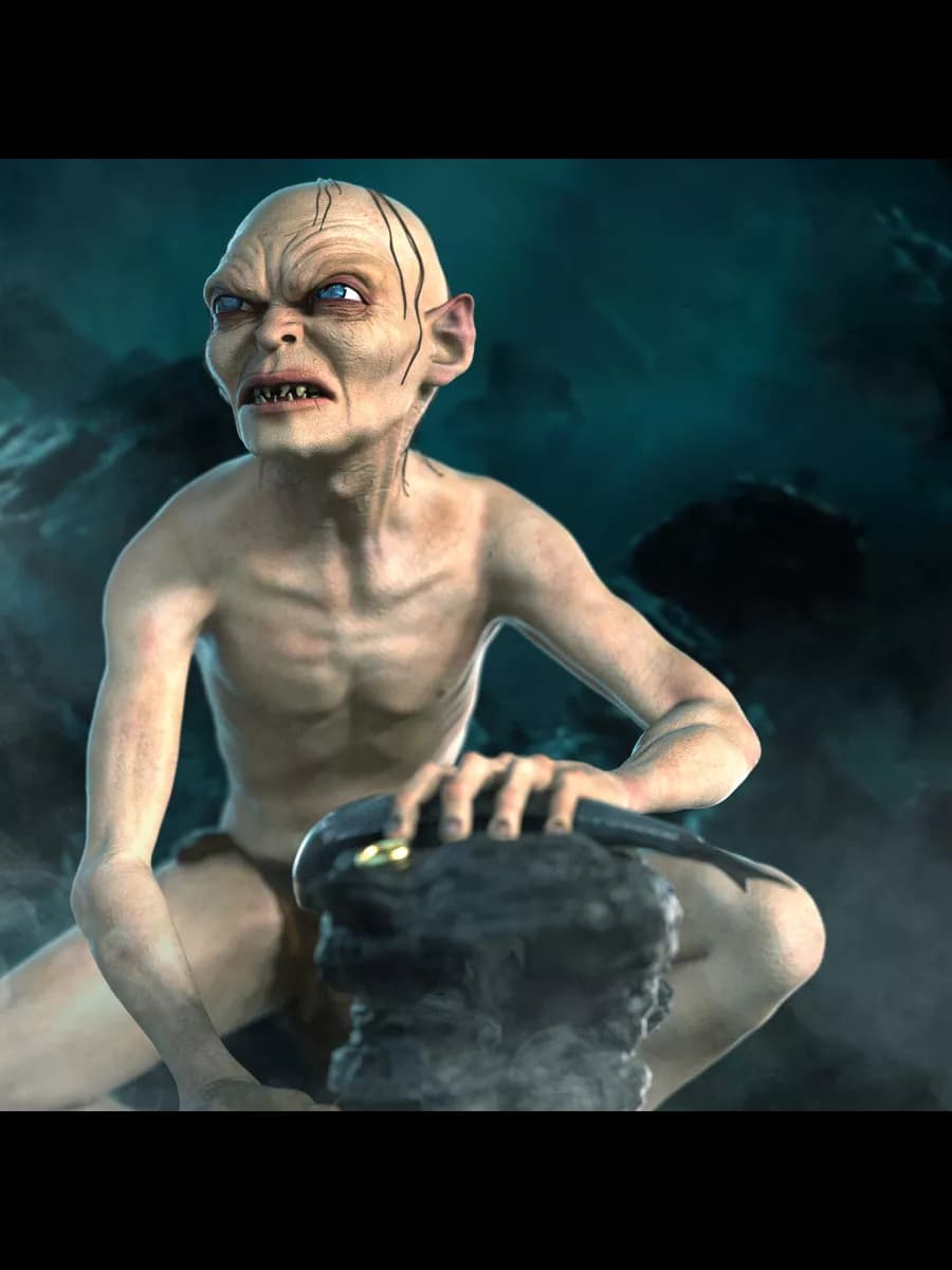 ⚔️ فیگور شخصیت گالوم (Gollum – The Lord of the Rings) | جنس PLA+ | ارتفاع ۲۴ سانتی‌متر — تصویر ۳