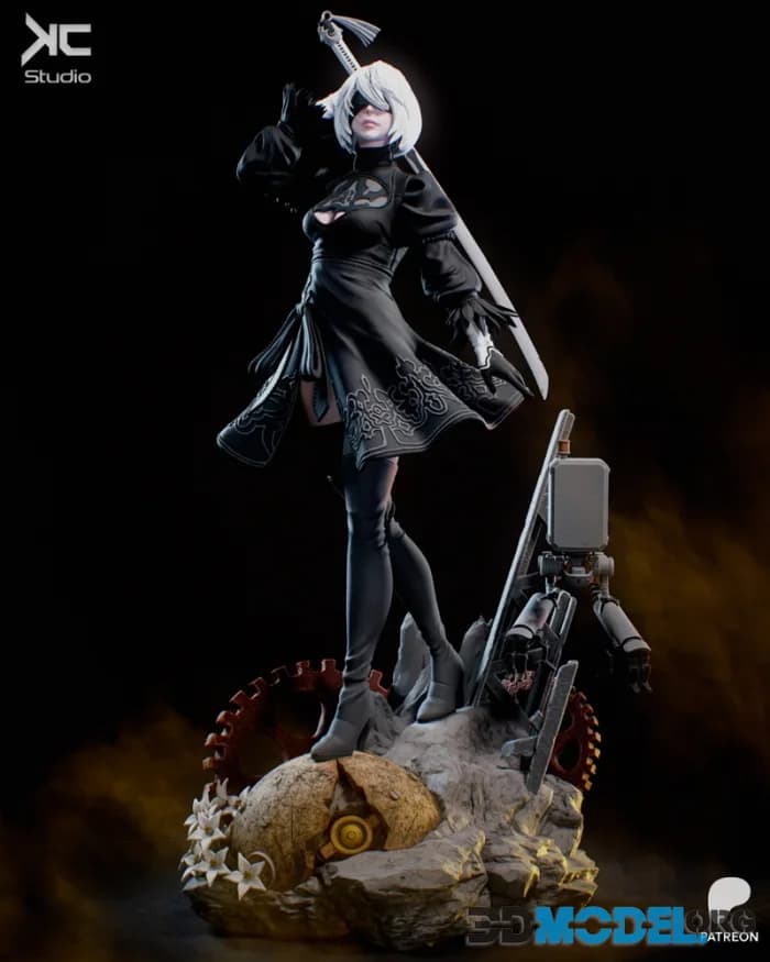 🔥 فیگور 2B (Nier: Automata) | جنس PLA+ | ارتفاع ۴۰ سانتی‌متر — تصویر ۲