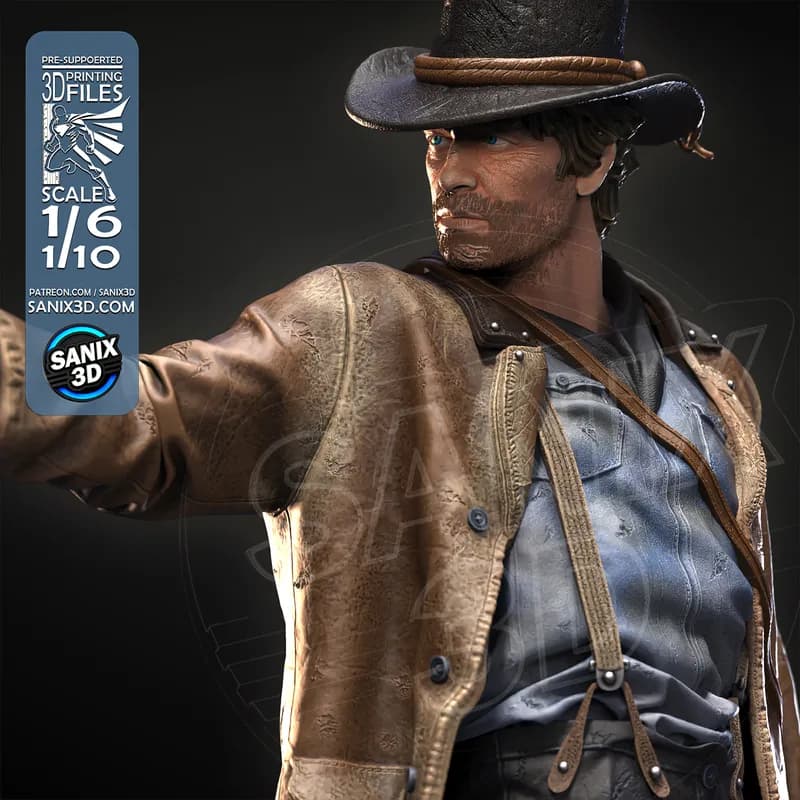 🤠 فیگور آرتور مورگان (Arthur Morgan) | جنس PLA+ | ارتفاع ۴۵ سانتی‌متر — تصویر ۳