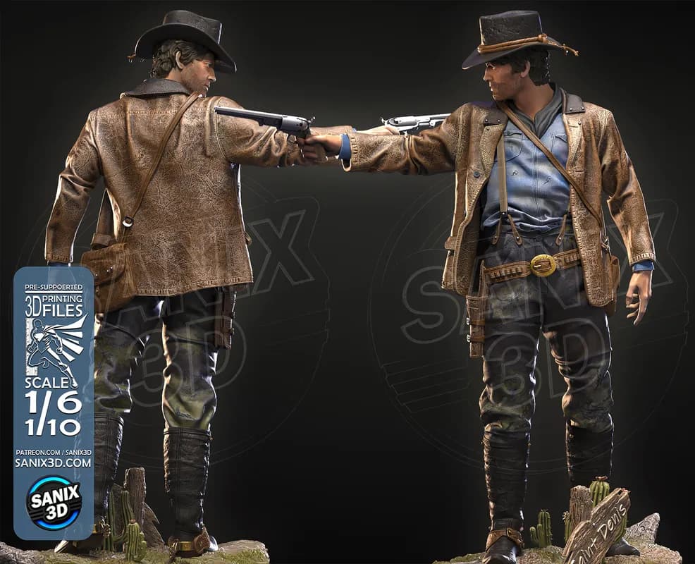 🤠 فیگور آرتور مورگان (Arthur Morgan) | جنس PLA+ | ارتفاع ۴۵ سانتی‌متر — تصویر ۶