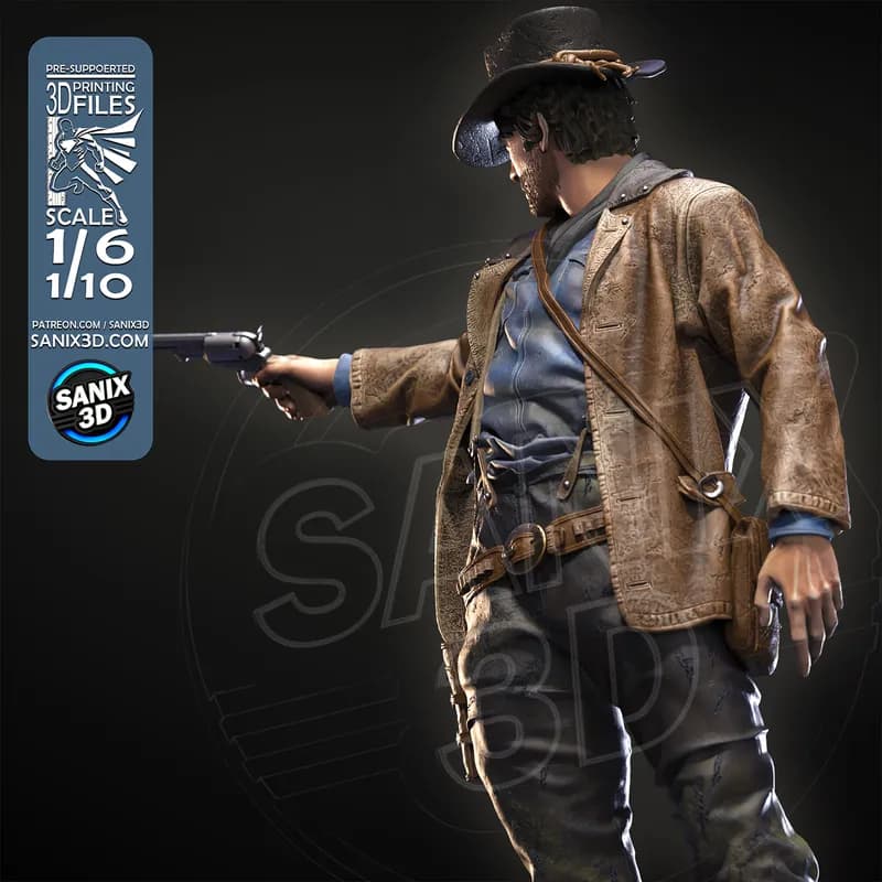 🤠 فیگور آرتور مورگان (Arthur Morgan) | جنس PLA+ | ارتفاع ۴۵ سانتی‌متر — تصویر ۸
