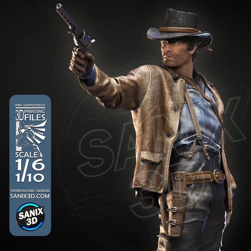 🤠 فیگور آرتور مورگان (Arthur Morgan) | جنس PLA+ | ارتفاع ۴۵ سانتی‌متر — تصویر ۱۲