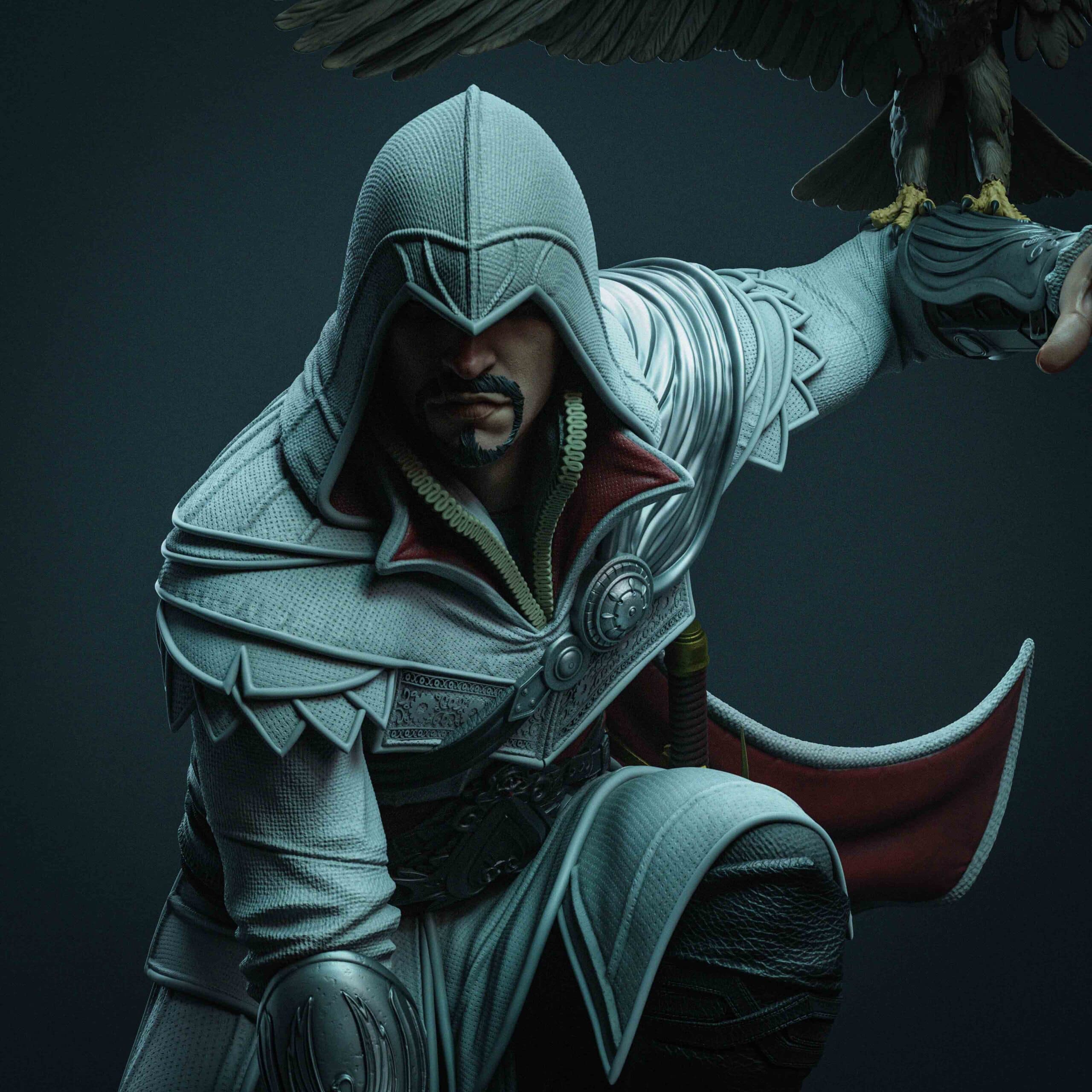 🦅✨ فیگور ایزیو – Assassin’s Creed | ارتفاع 40 سانتی‌متر | جنس PLA+ — تصویر ۱۱