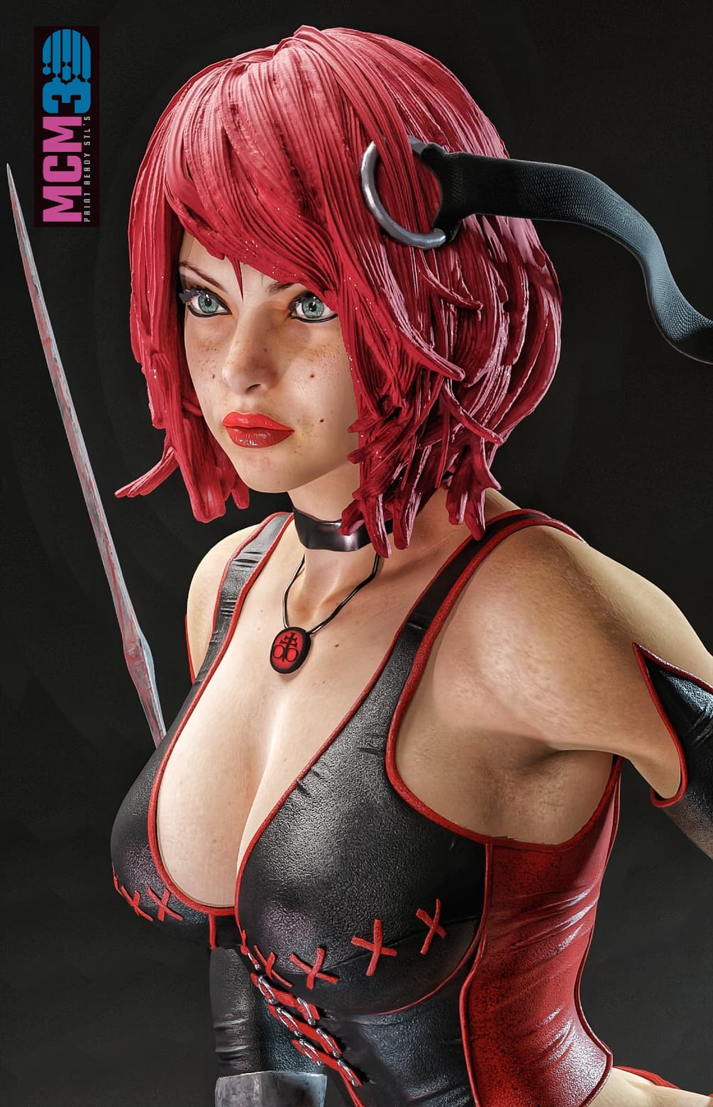 🩸 فیگور بلادرین (BloodRayne) ارتفاع 45 سانتیمتر | جنس PLA+ | تولید مخصوص کلکسیونرها — تصویر ۵