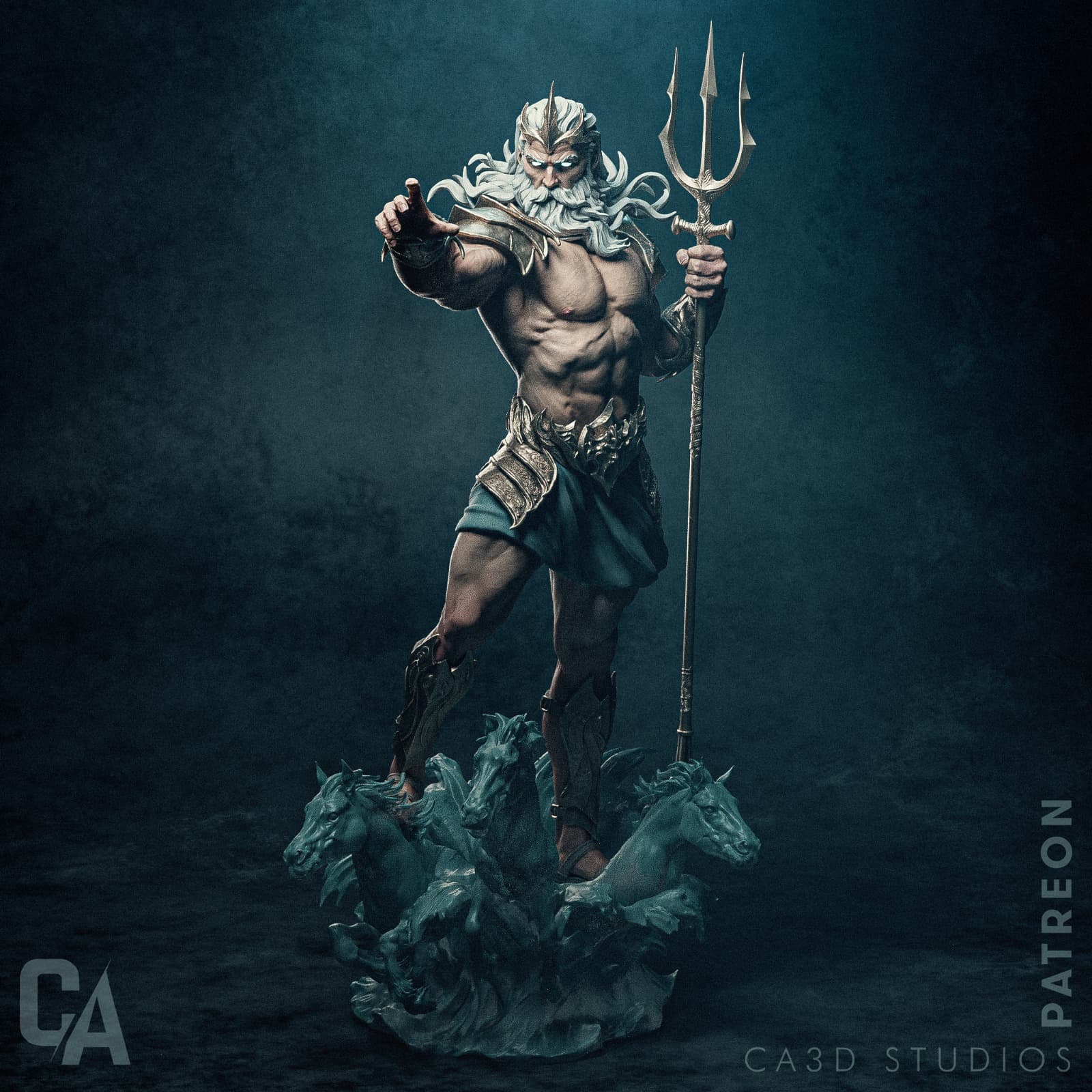 🌊 فیگور الهه پوزایدون (Poseidon) – ارتفاع ۲۸ سانتی‌متر | جنس PLA+ — تصویر ۲