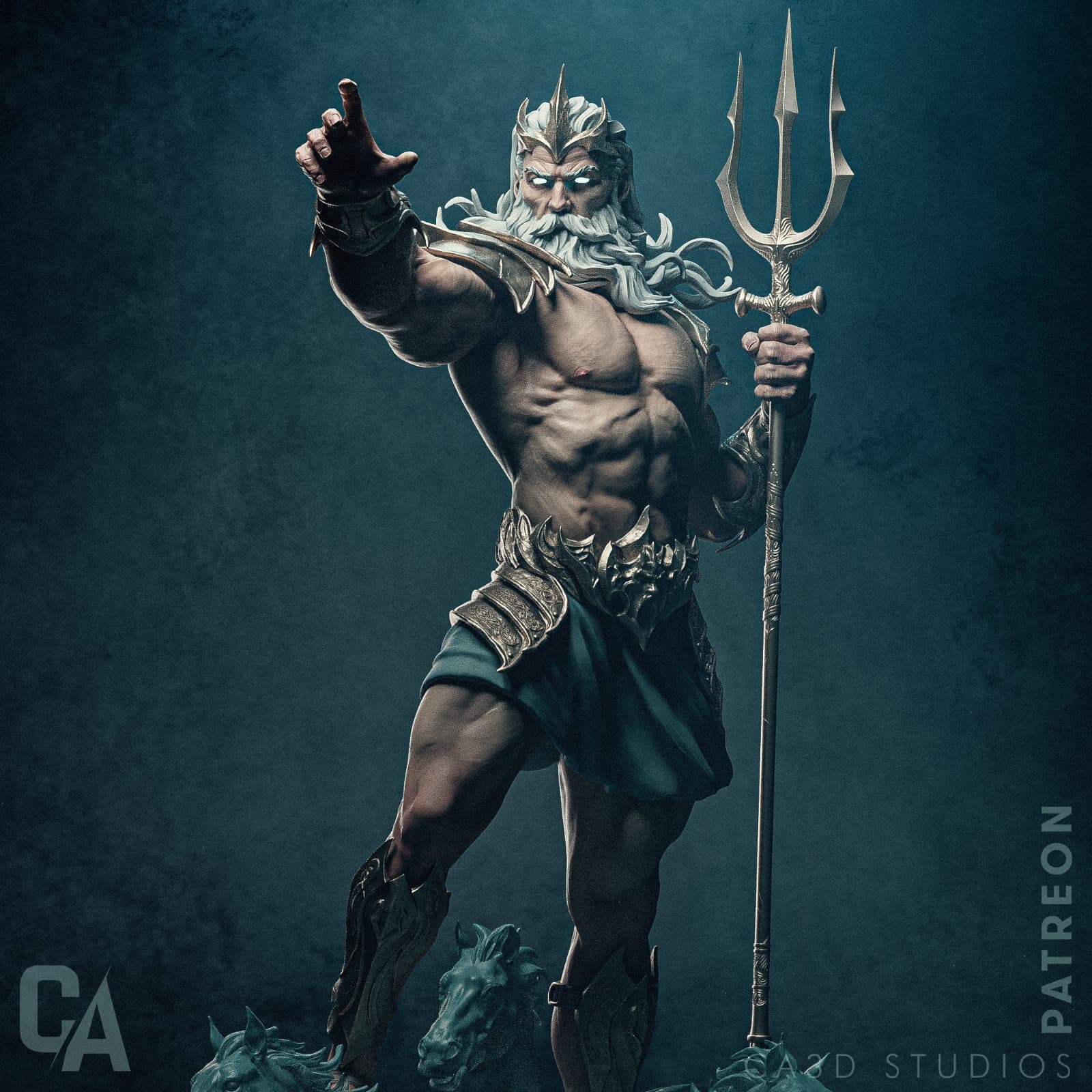 🌊 فیگور الهه پوزایدون (Poseidon) – ارتفاع ۲۸ سانتی‌متر | جنس PLA+ — تصویر ۳