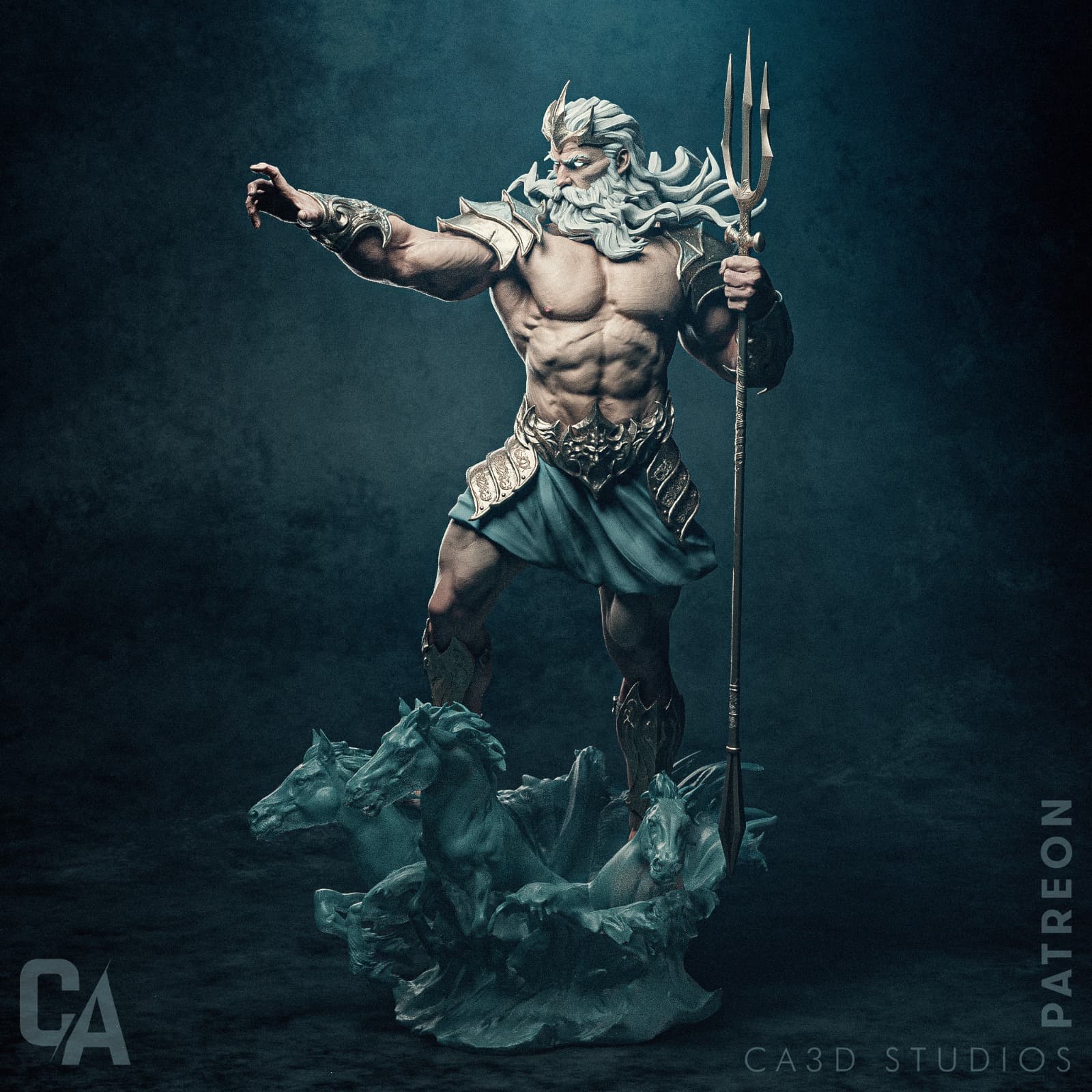 🌊 فیگور الهه پوزایدون (Poseidon) – ارتفاع ۲۸ سانتی‌متر | جنس PLA+ — تصویر ۴