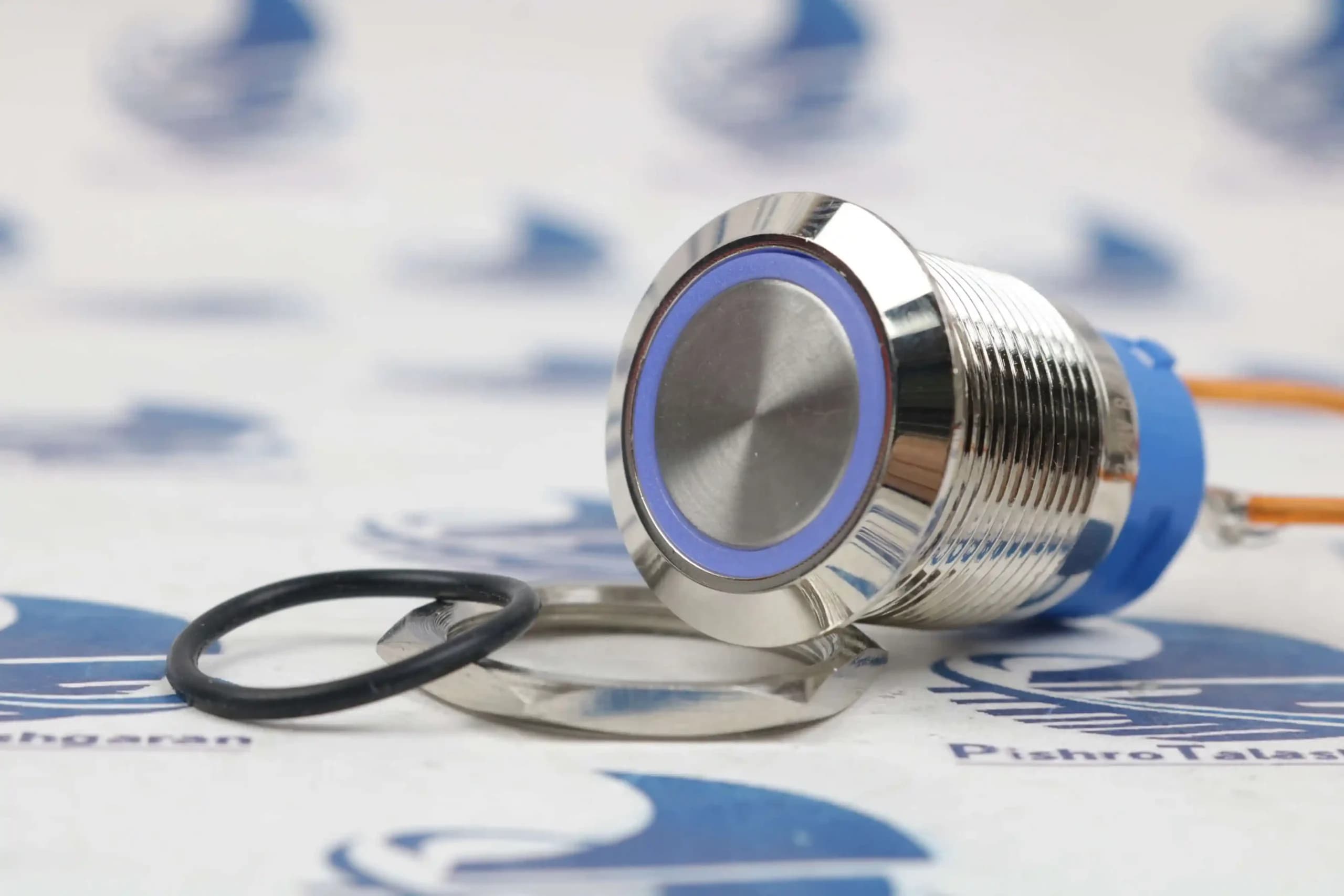 کلید فشاری چراغ دار آبی قطر 19mm ولتاژ 12V/24V — تصویر ۲