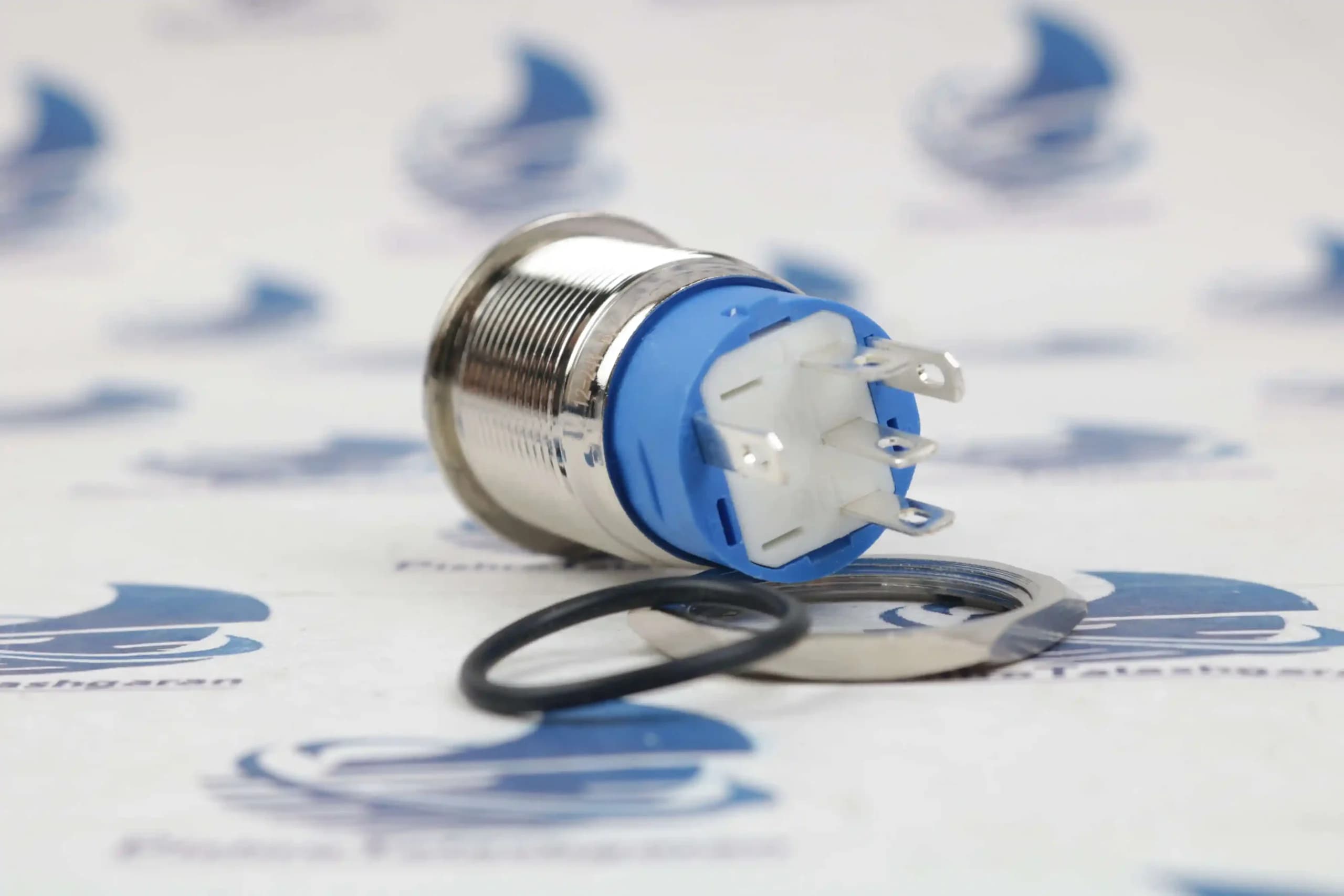 کلید فشاری چراغ دار آبی قطر 19mm ولتاژ 12V/24V — تصویر ۳