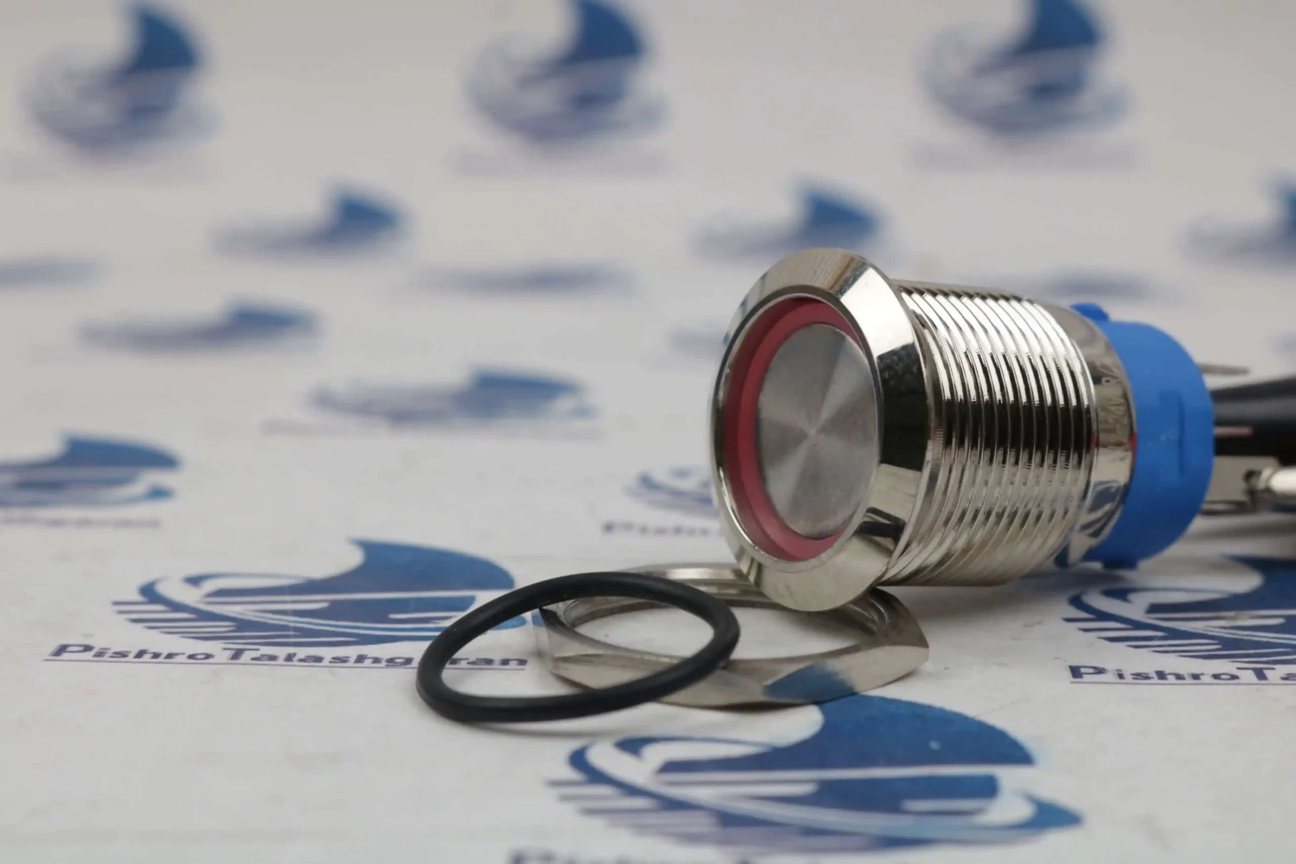 کلید فشاری چراغ دار آبی قطر 19mm ولتاژ 12V/24V — تصویر ۴