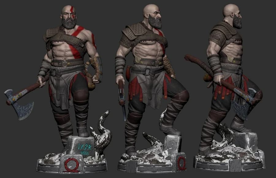 ⚔️ فیگور کریتوس (Kratos) از بازی God of War | ارتفاع ۳۴ سانتی‌متر | جنس PLA+