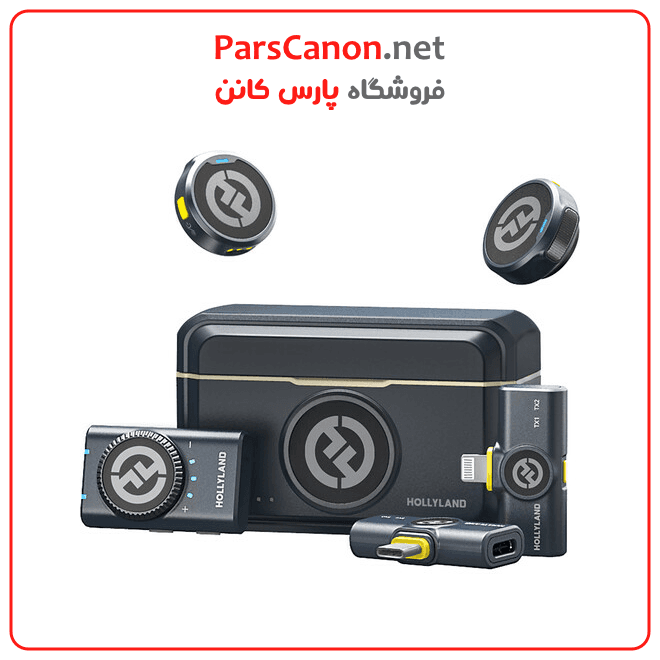میکروفون بی‌سیم هالی لند لارک Hollyland LARK M2 مدل Hollyland LARK M2 DUO 2-Person Wireless Combo Microphone System (2.4 GHz, Shine Charcoal) — تصویر ۴