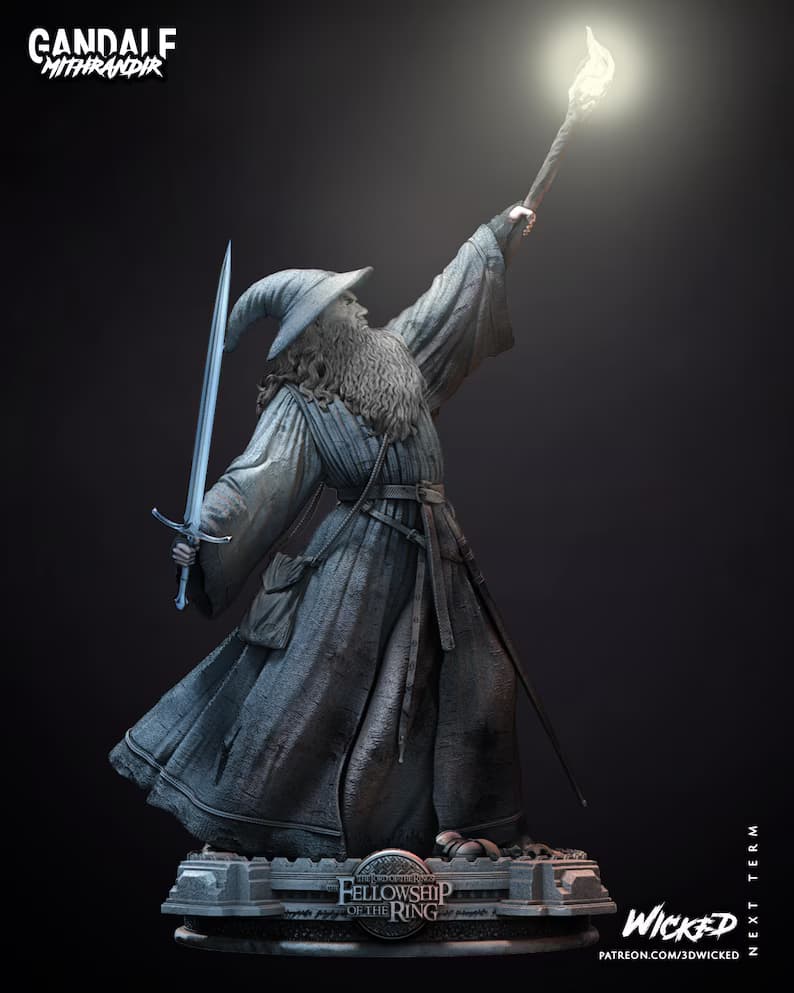 🧙♂️ فیگور گاندولف خاکستری (Gandalf the Grey) | ارباب حلقهها | ارتفاع ۴۶ سانتیمتر | +PLA