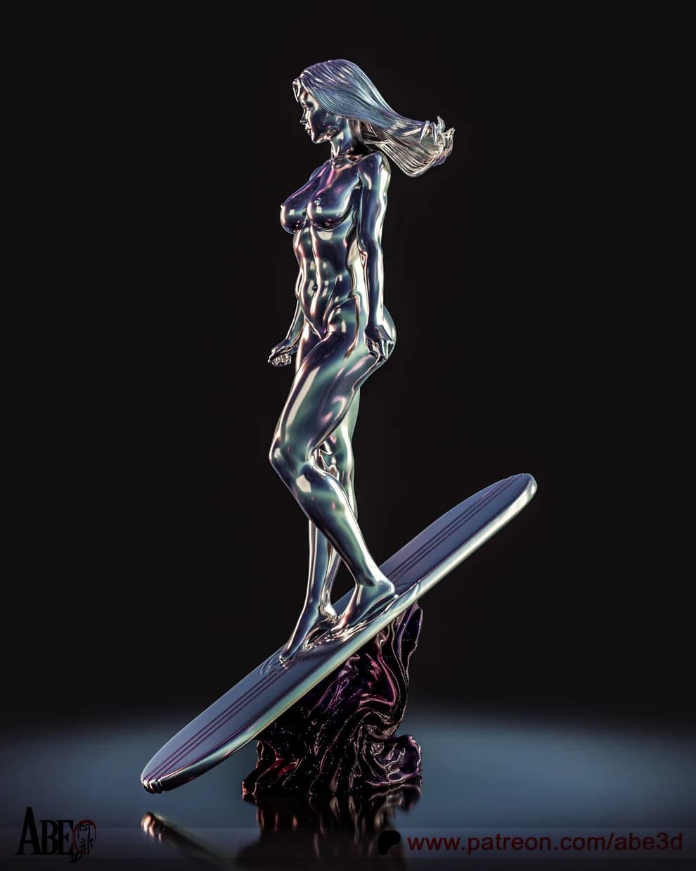 🐉 فیگور سیلور سورفر زن (Silver Surfer) | Marvel | ارتفاع ۳۸ سانتی‌متر | +PLA — تصویر ۵