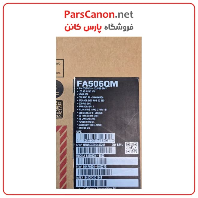 لپ تاپ ASUS مدل TUF Gaming A15 FA506QM دست دوم مدل FA506QM با کانفیگ Ryzen 9 5900HX رم 8GB هارد 512GB SSD گرافیک RTX 3060 6GB — تصویر ۸