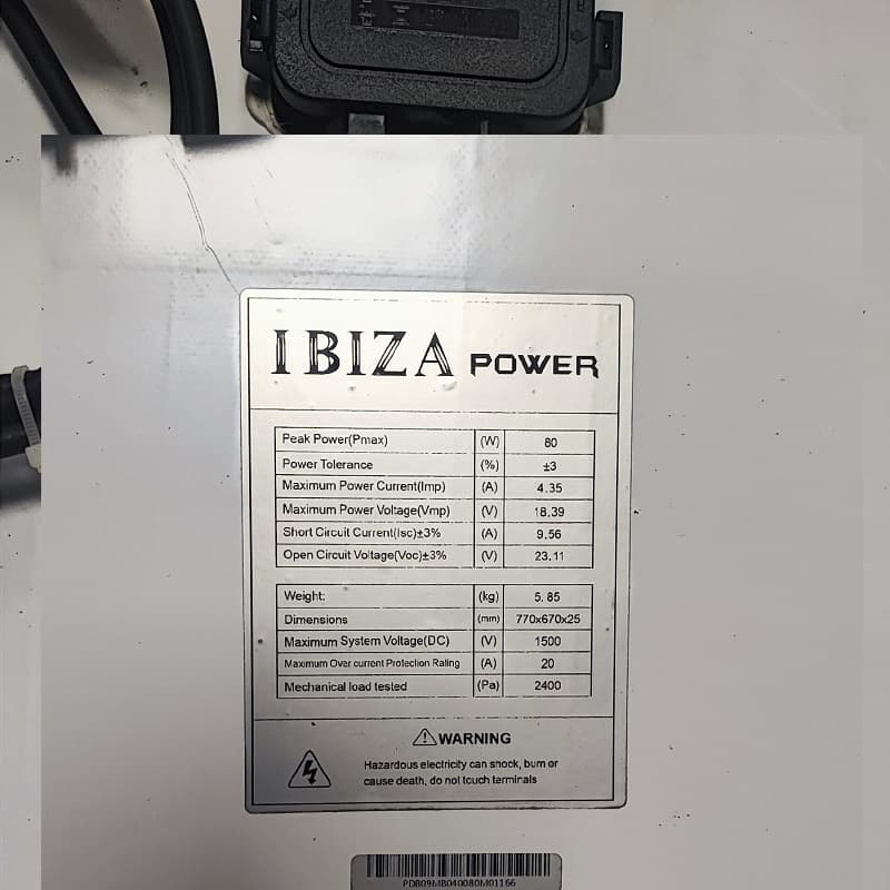 پنل خورشیدی مونو کریستال 80 وات ایبیزا (IBIZA) — تصویر ۳
