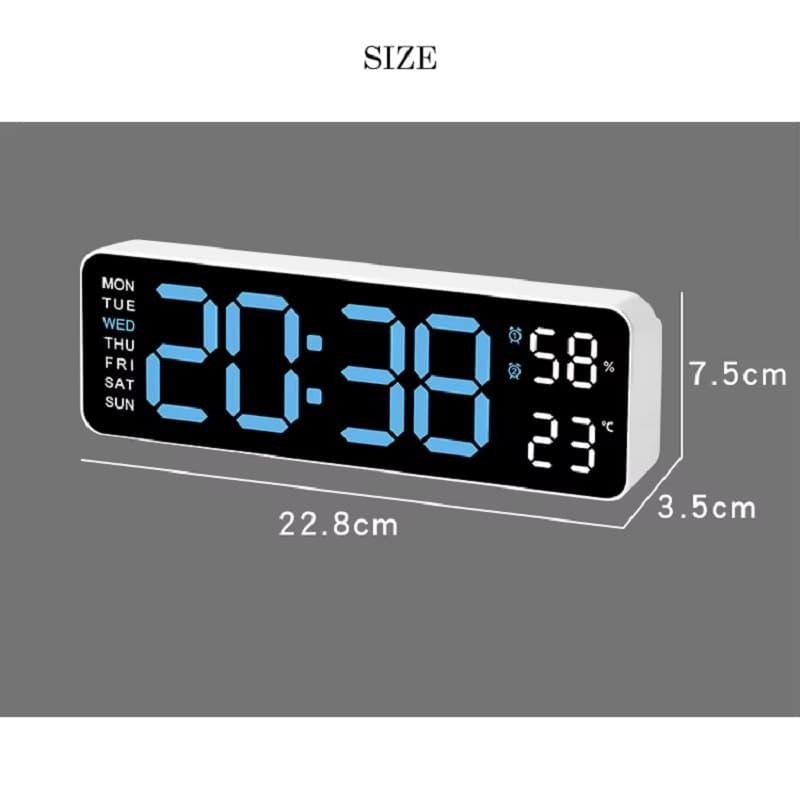 ساعت دیجیتال LED دیواری و رومیزی مدل 5503 با دماسنج و رطوبت سنج — تصویر ۴