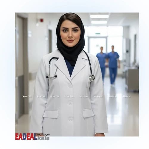 روپوش پزشکی کتی زنانه خضرا مدل پروانه کد 32431 — تصویر ۵