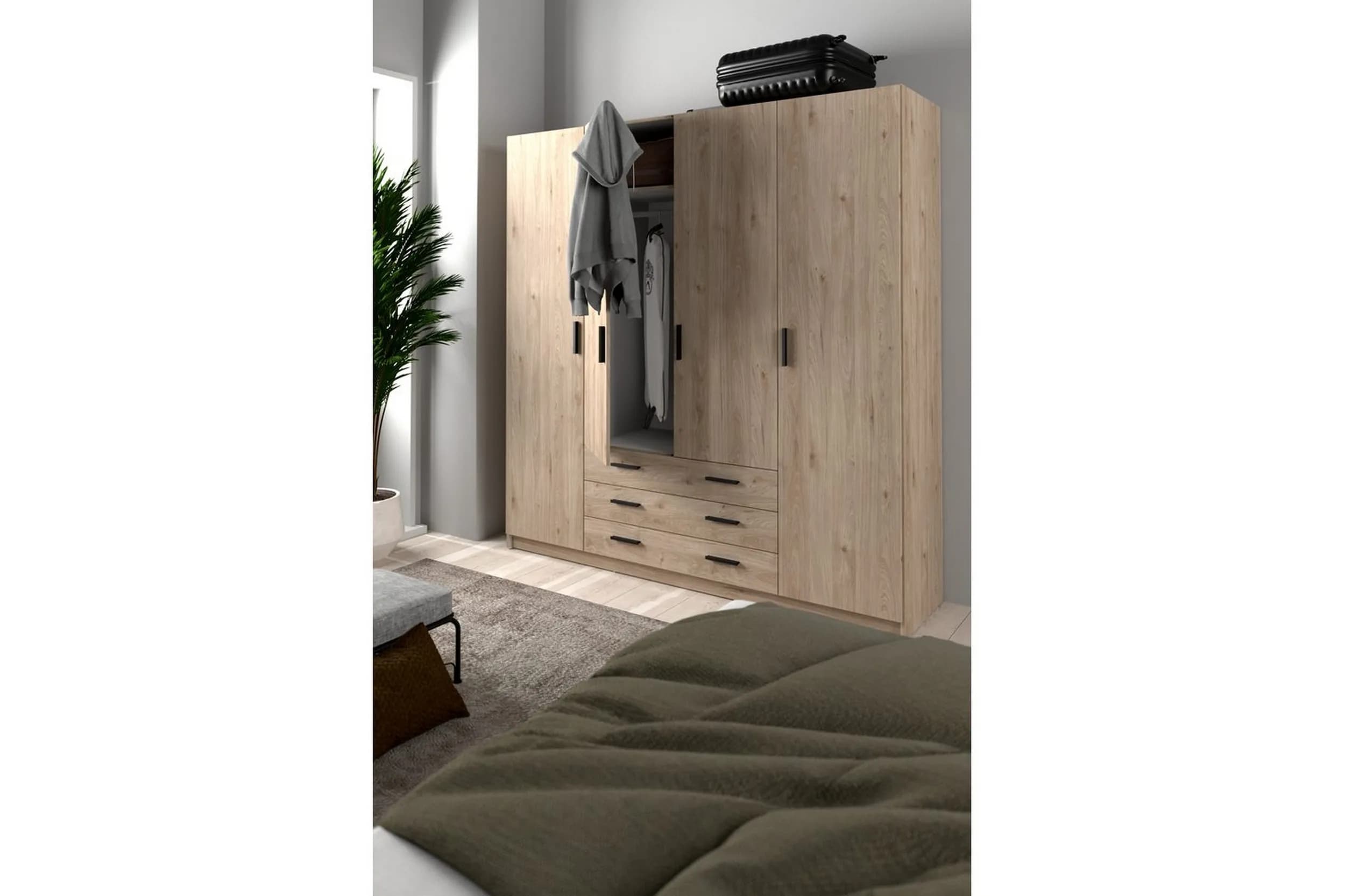 کمد دیواری آریو کابین پازلی با دراور و جای آویز لباس — تصویر ۷