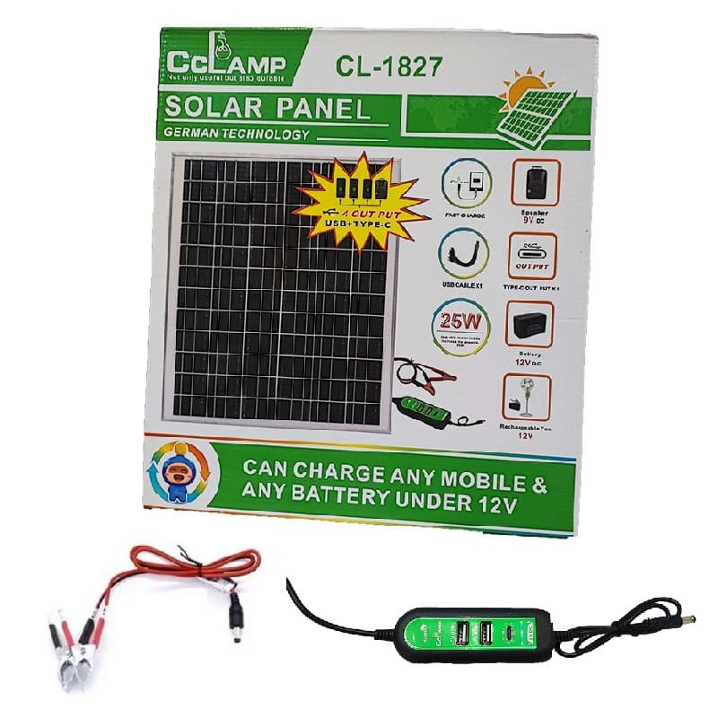 پنل خورشیدی شارژ باتری و موبایل 25 وات مدل CL-1827 — تصویر ۲