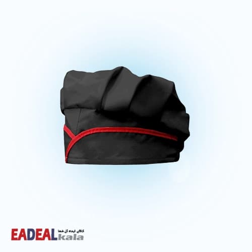 کلاه آشپزی قارچی مشکی با نوار قرمز کد 3820410 — تصویر ۶