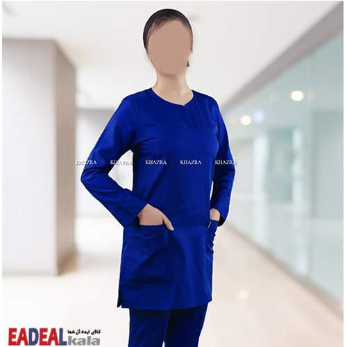 ست اسکراب آبی شالی زنانه خضرا کد 38035 — تصویر ۱۱