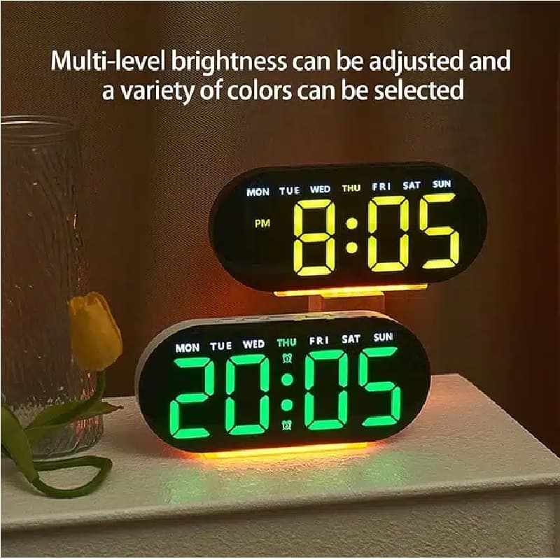 ساعت رومیزی دیجیتال چندکاره LED با نمایشگر دما و تقویم مدل GH-9003 — تصویر ۴