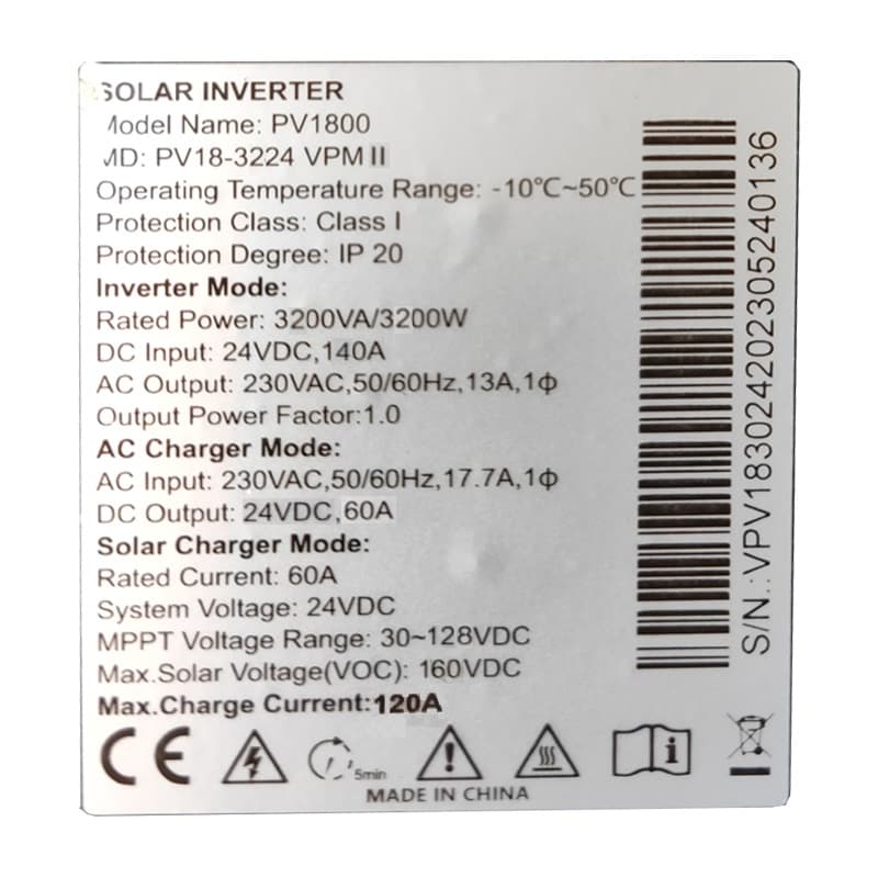 سانورتر 3.2KVA برند ماست مدل PV1800 با شارژر 60 آمپر MPPT — تصویر ۱۲