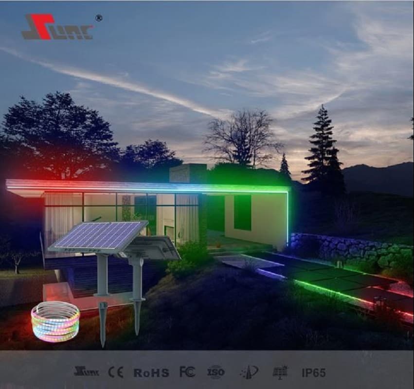 ریسه ی شلنگی 30 متری خورشیدی RGB افکت دار با گارانتی — تصویر ۹