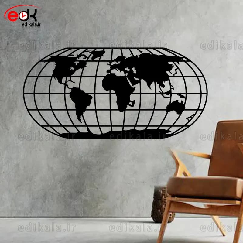 آینه دکوراتیو طرح نقشه جهان شماره 2 در پنج رنگ و ابعاد انتخابی+فایل کورل