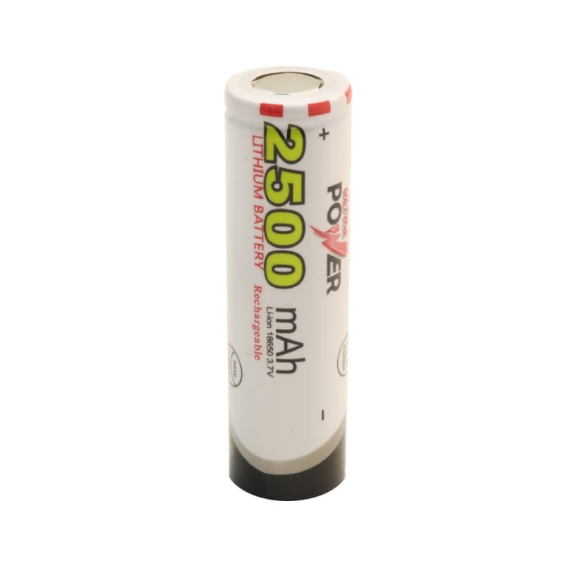 باتری لیتیوم یون 3.7v سایز 18650 سرتخت 2500mAh مارک ULTRA POWER — تصویر ۳