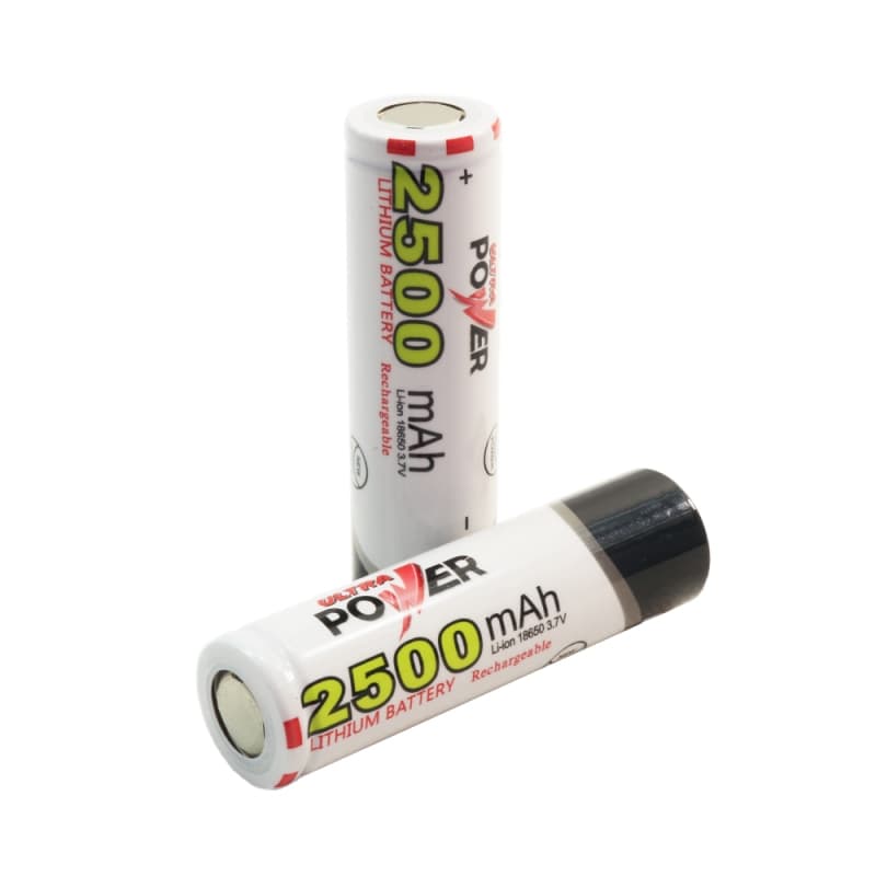 باتری لیتیوم یون 3.7v سایز 18650 سرتخت 2500mAh مارک ULTRA POWER