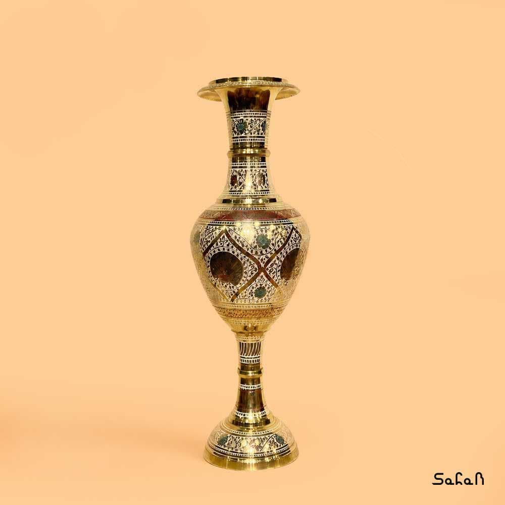 گلدان برنجی میناکاری بزرگ طرح 3