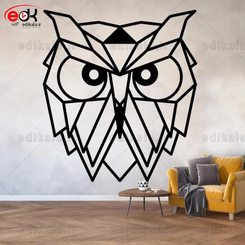 آینه دکوراتیو طرح جغد شماره 2 در پنج رنگ و ابعاد انتخابی+فایل کورل