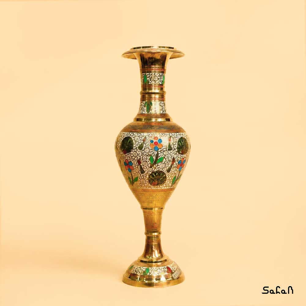گلدان برنجی میناکاری بزرگ طرح 2 — تصویر ۶