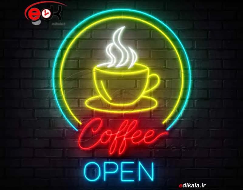 تابلو نئون طرح فنجان قهوه شماره 81 در ابعاد مختلف +آداپتور+ فایل لایه باز
