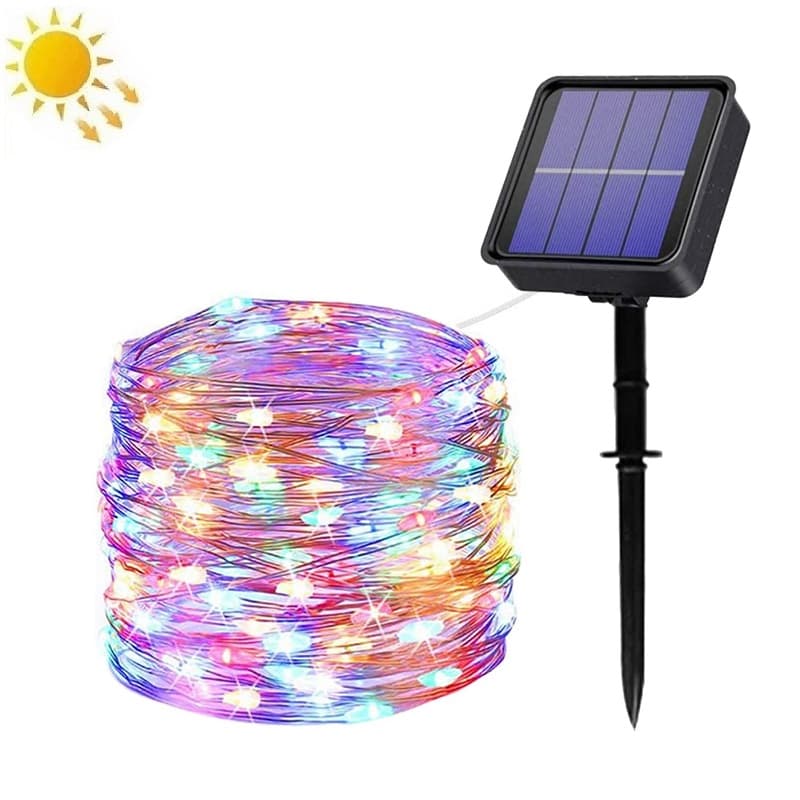 چراغ ریسه ای باغچه‌ای خورشیدی هفت متری RGB افکت دار — تصویر ۲